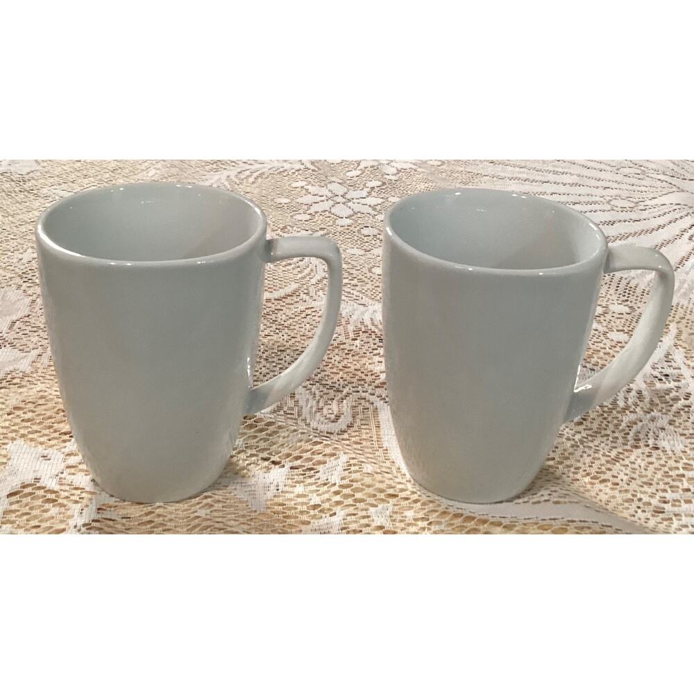 Set of 2 Old Time Pottery White Coffee Mug Cups